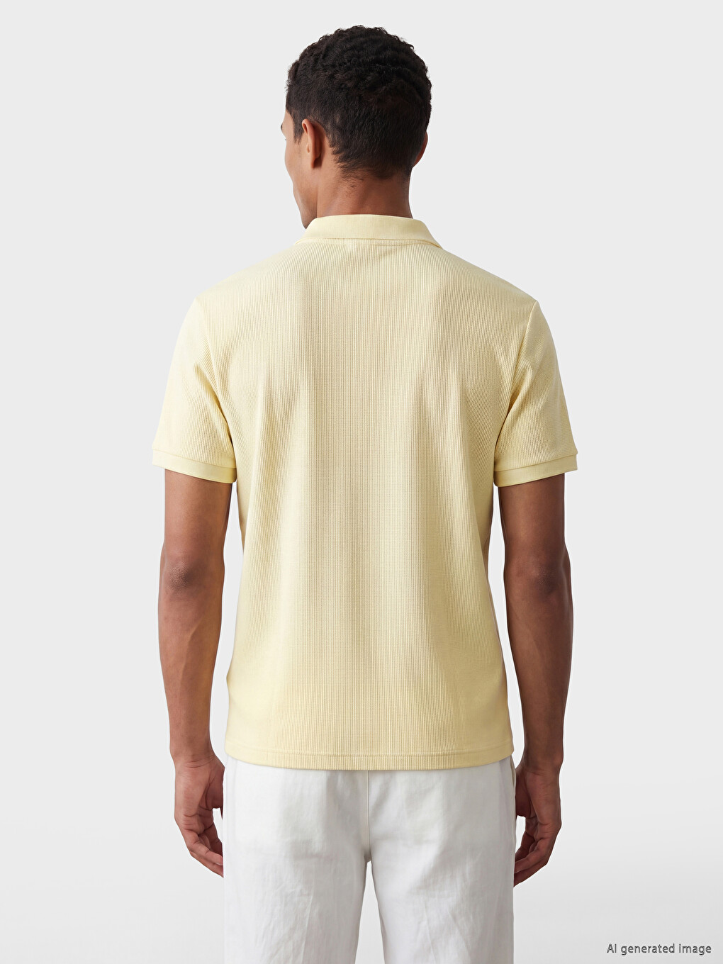 Polo Collar Men's Textured T-Shirt-2