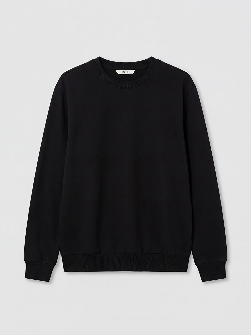 Siyah Bisiklet Yaka Erkek Sweatshirt