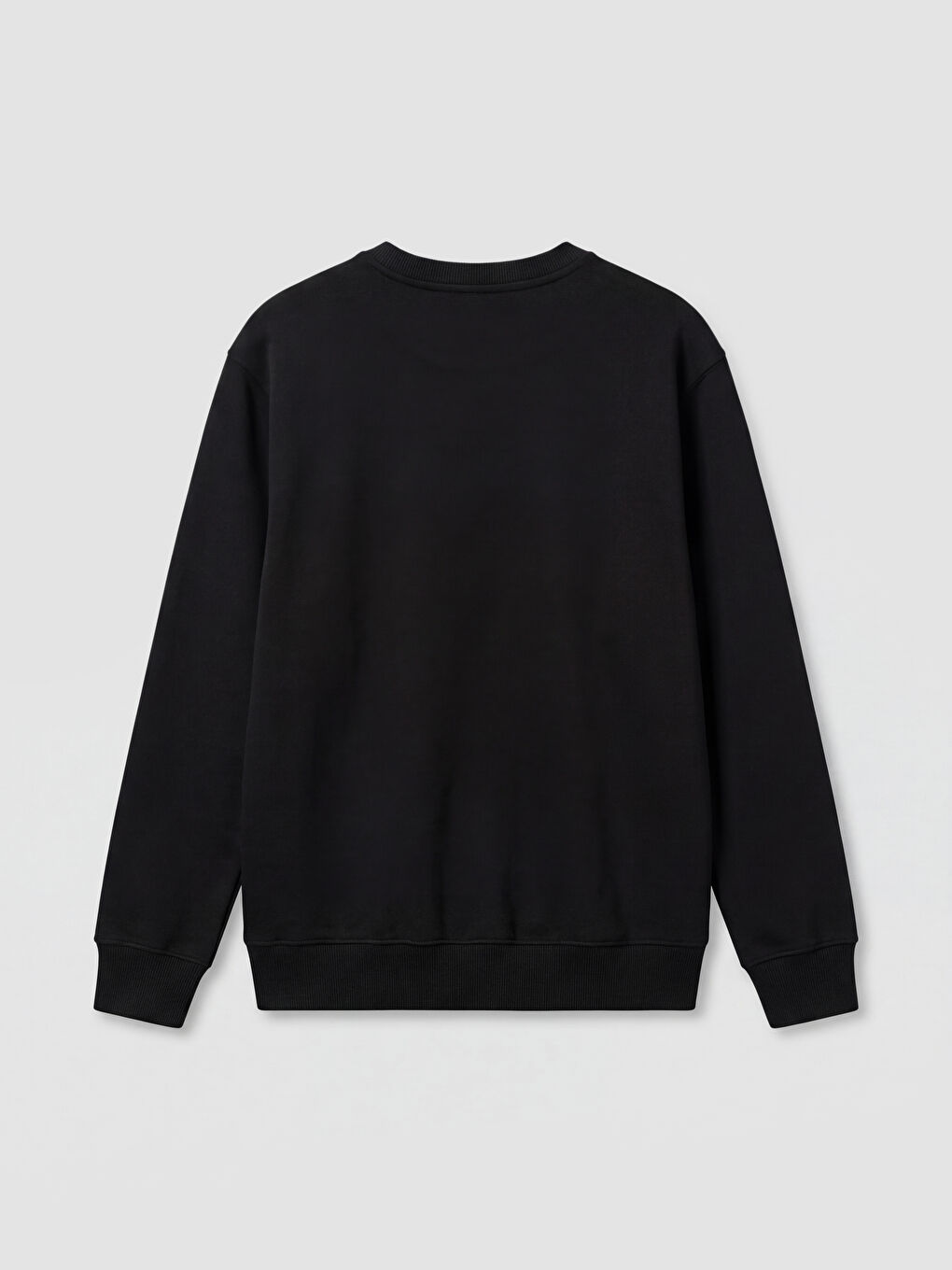 Siyah Bisiklet Yaka Erkek Sweatshirt-1