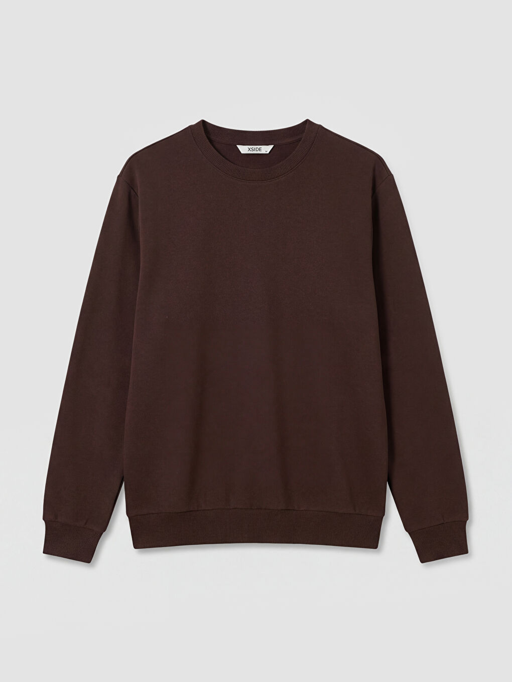 Kahverengi Bisiklet Yaka Erkek Sweatshirt