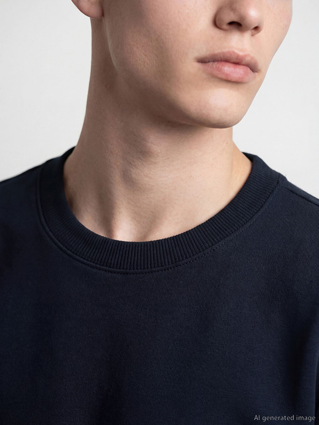 Lacivert Bisiklet Yaka Erkek Sweatshirt-2