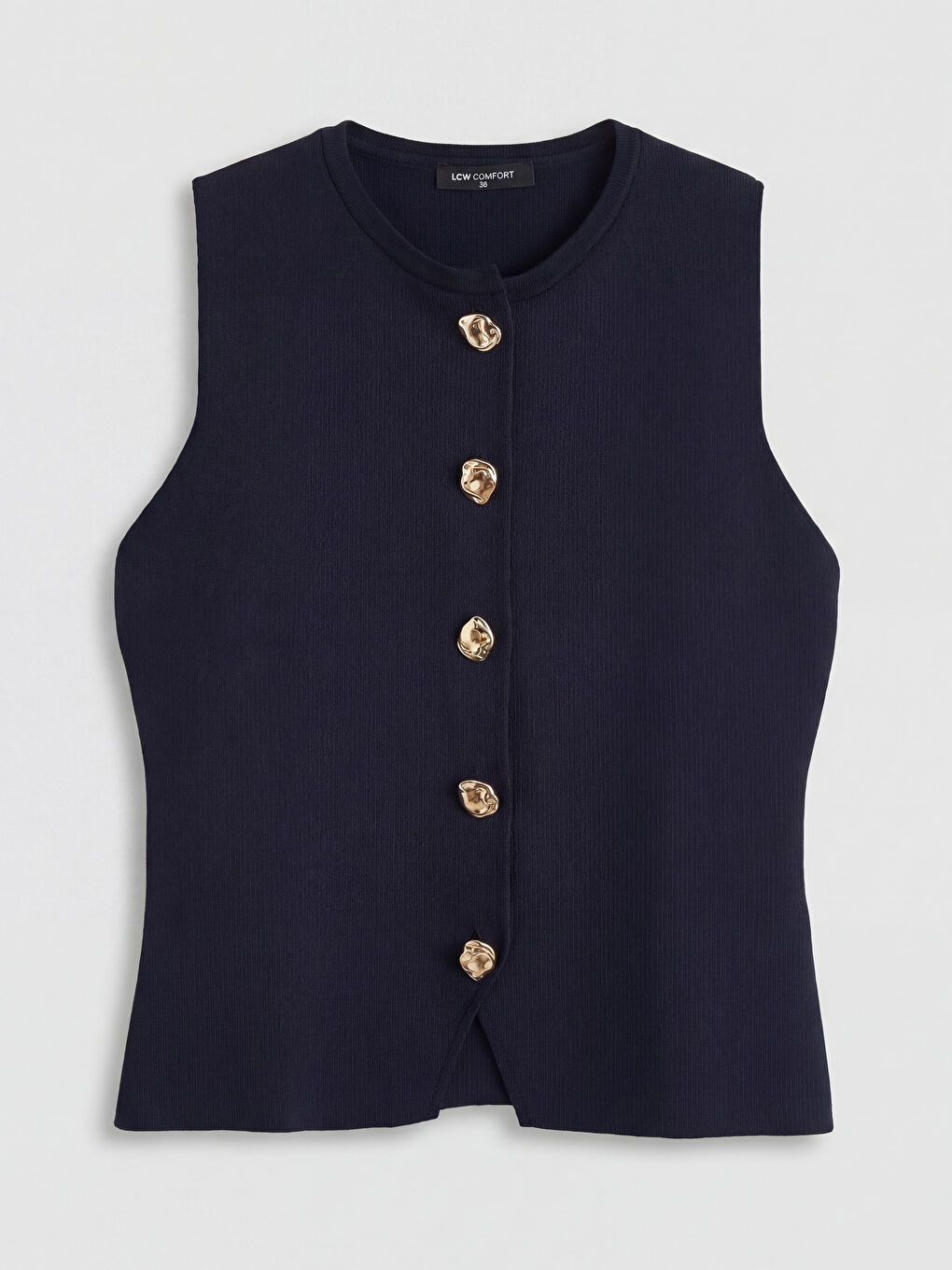 Lacivert Bisiklet Yaka Kadın Triko Yelek