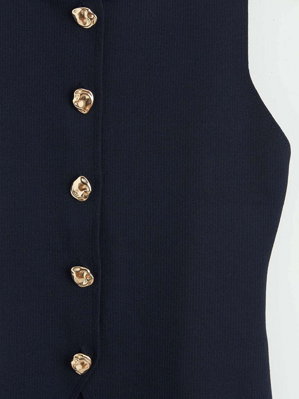 Lacivert Bisiklet Yaka Kadın Triko Yelek-2