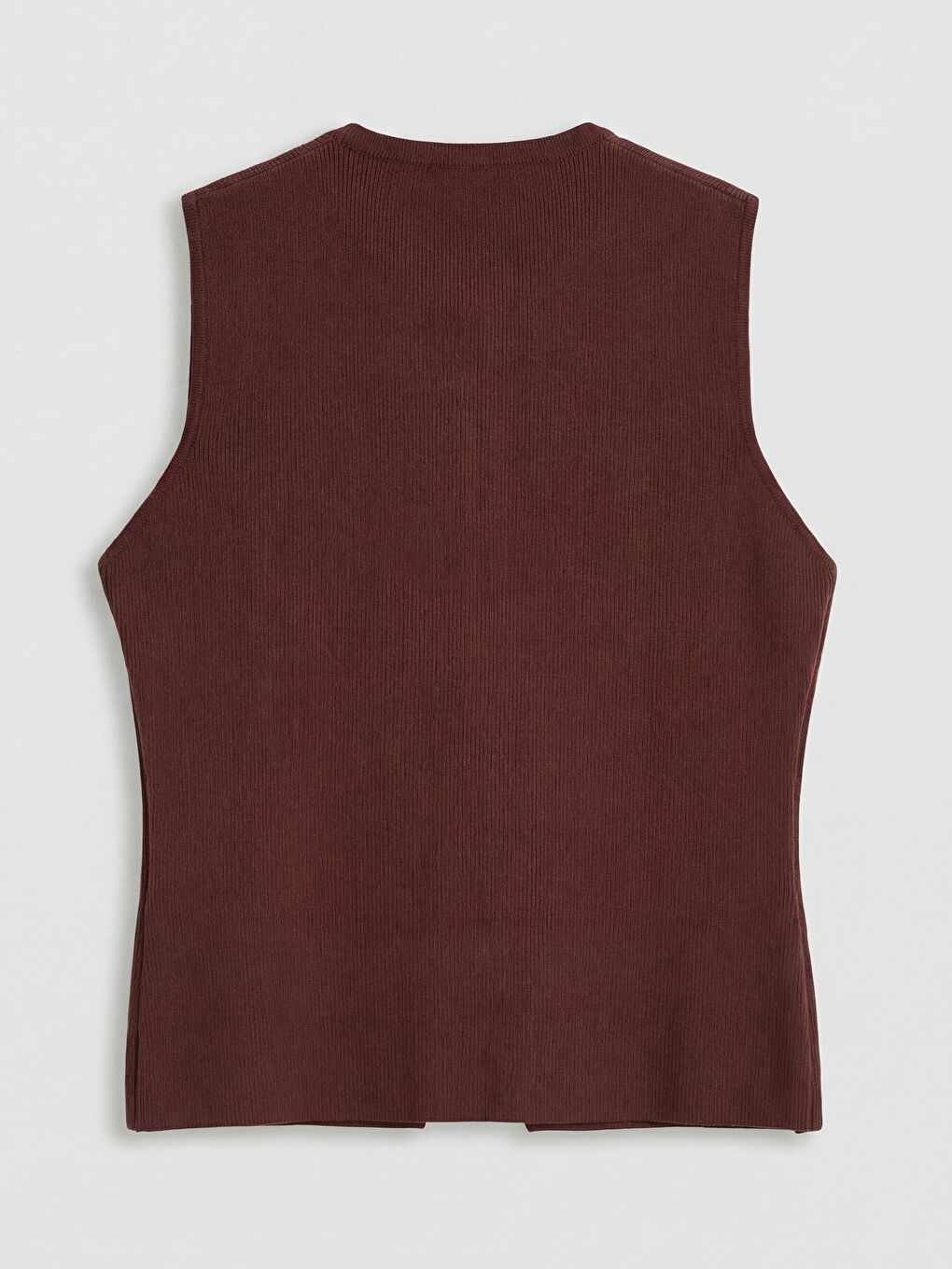 Kahverengi Bisiklet Yaka Kadın Triko Yelek-1