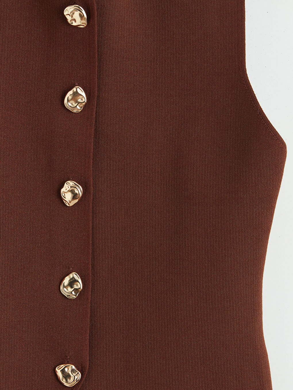 Kahverengi Bisiklet Yaka Kadın Triko Yelek-2