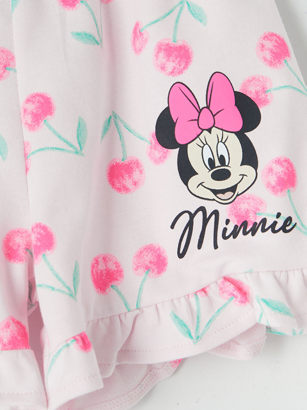Pembe Minnie Mouse Baskılı Kız Çocuk Şort-1