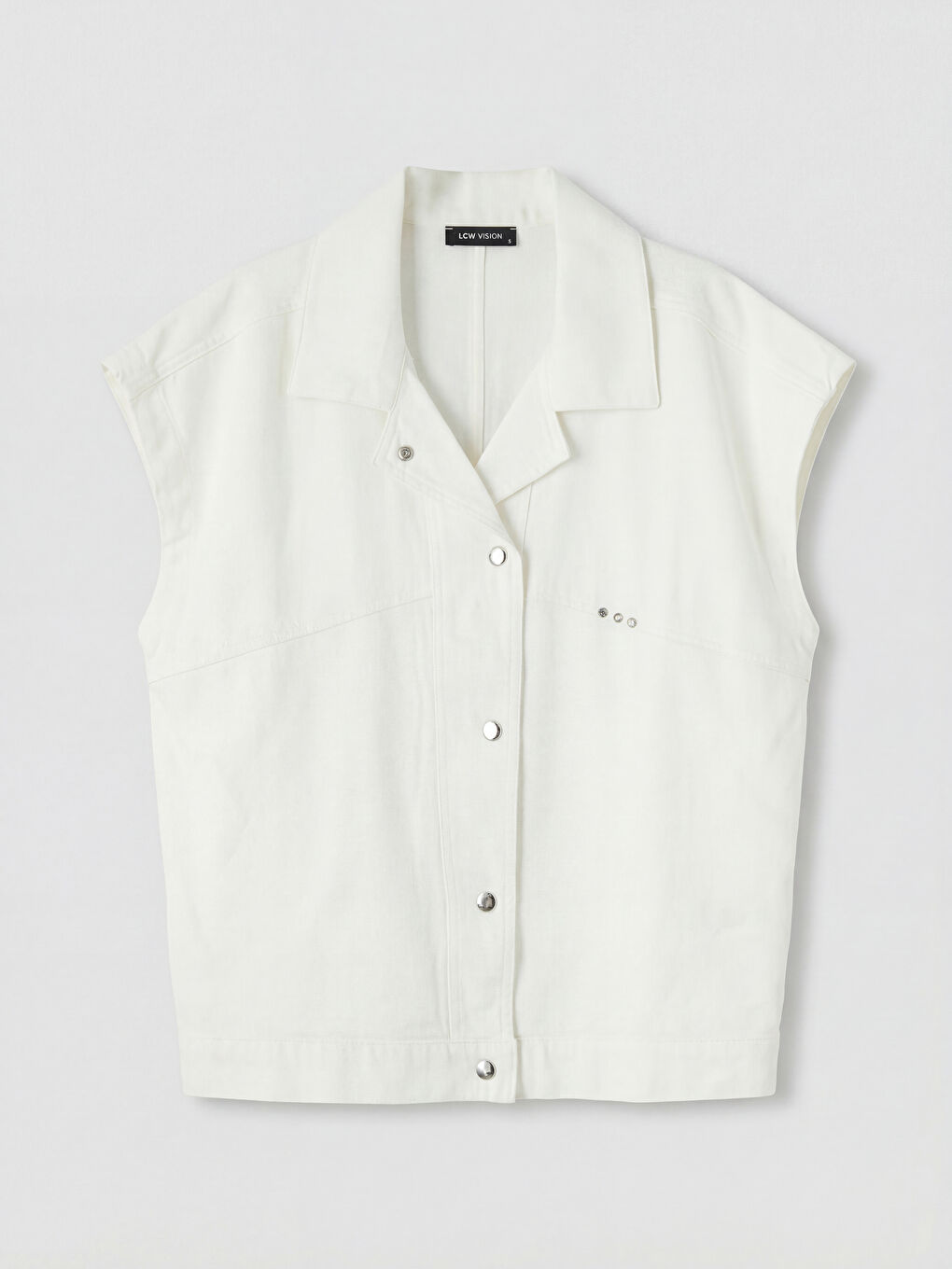 Beyaz Gömlek Yaka Kadın Yelek