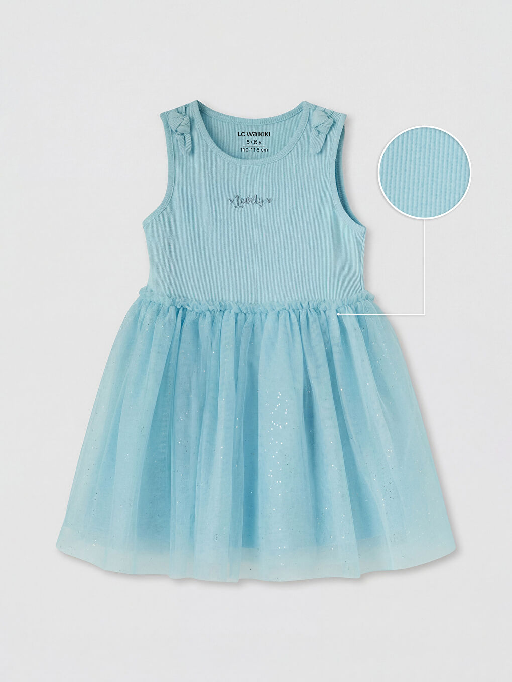 Mavi Fiyonk Detaylı Kız Çocuk Tütü Elbise