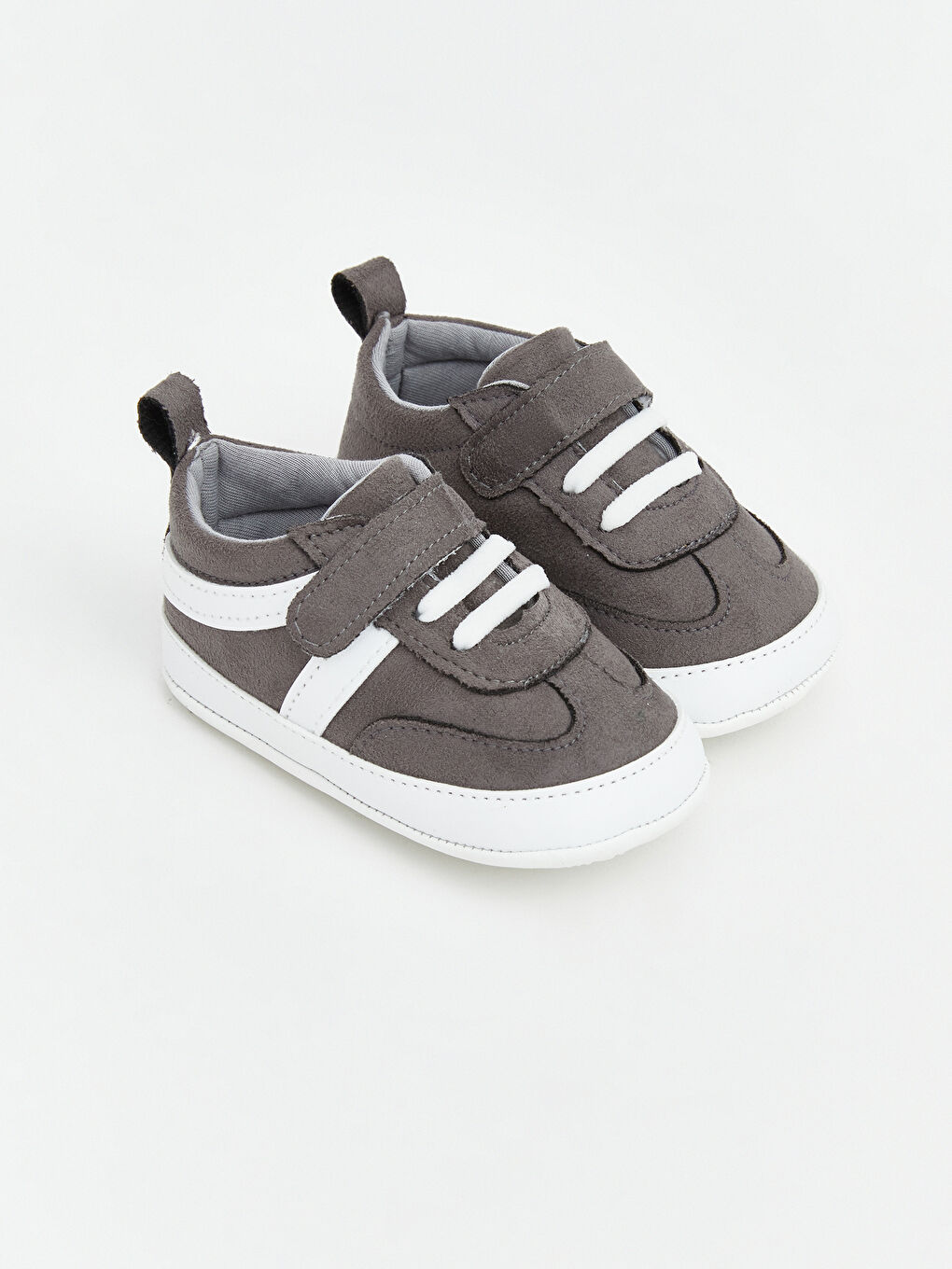 Antrasit Bağcık ve Cırt Cırtlı Erkek Bebek Yürüme Öncesi Ayakkabı