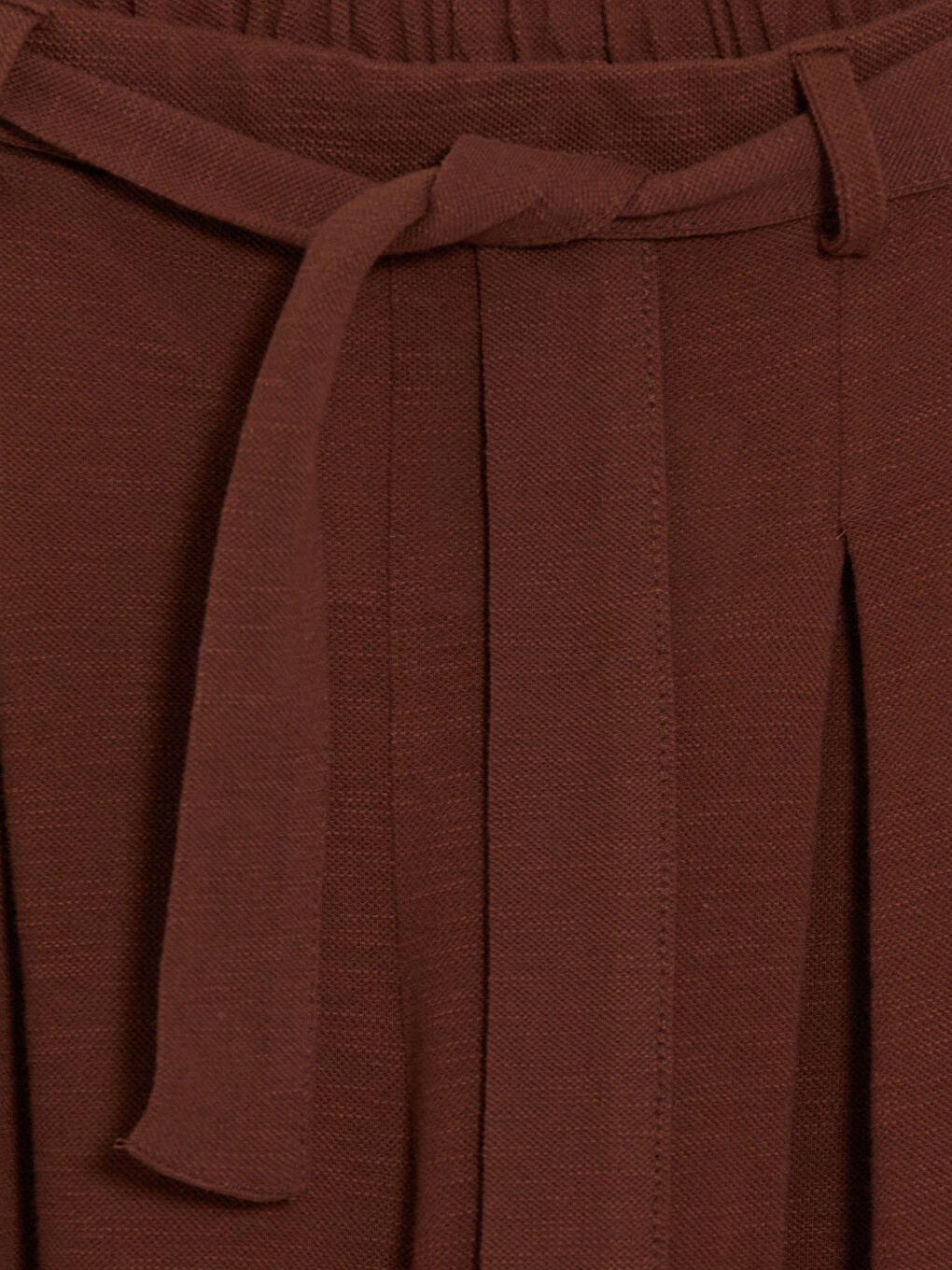 Kahverengi Geniş Paça Kız Çocuk Pileli Pantolon-2