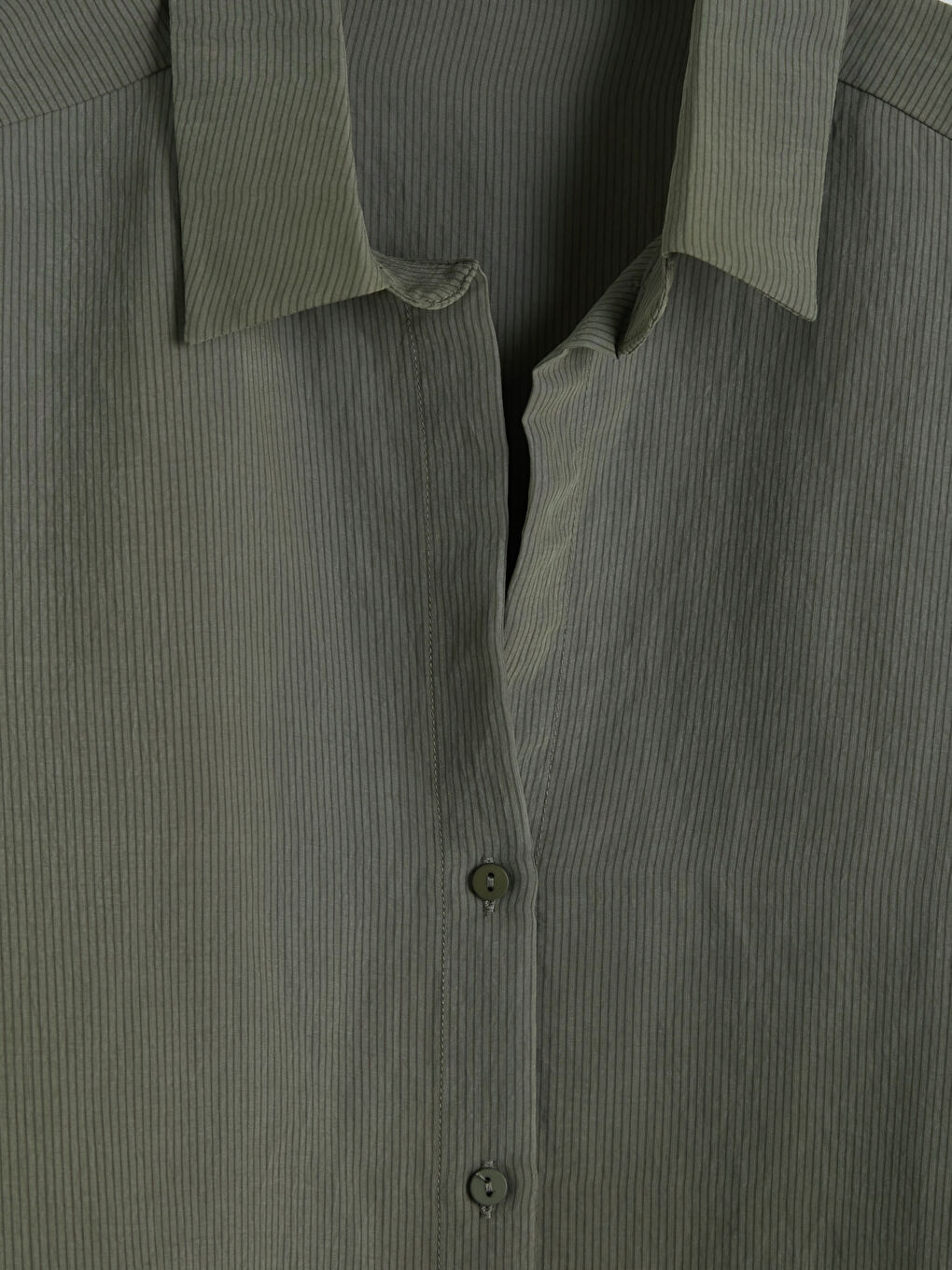 Yeşil Çizgili Kadın Gömlek-2