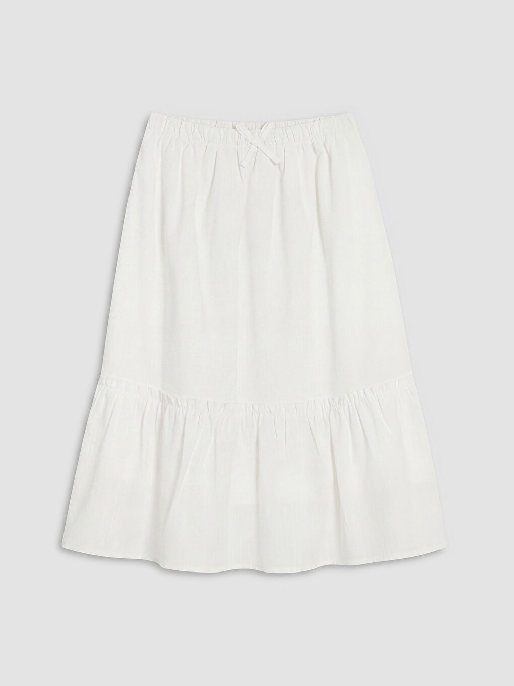 Ekru Beli Lastikli Kız Çocuk Fırfır Detaylı Etek