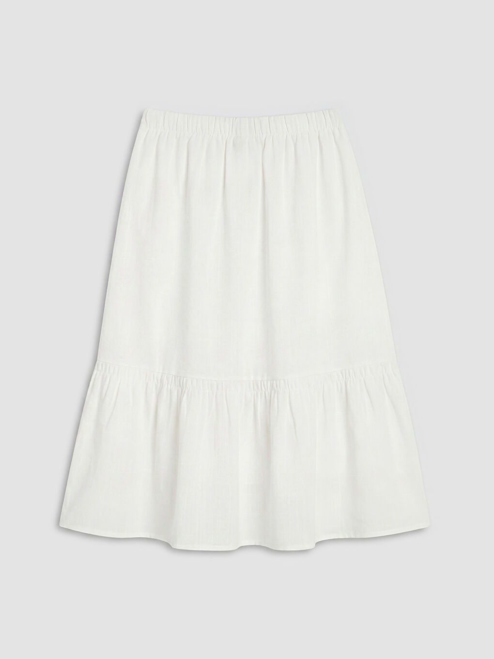 Ekru Beli Lastikli Kız Çocuk Fırfır Detaylı Etek-1