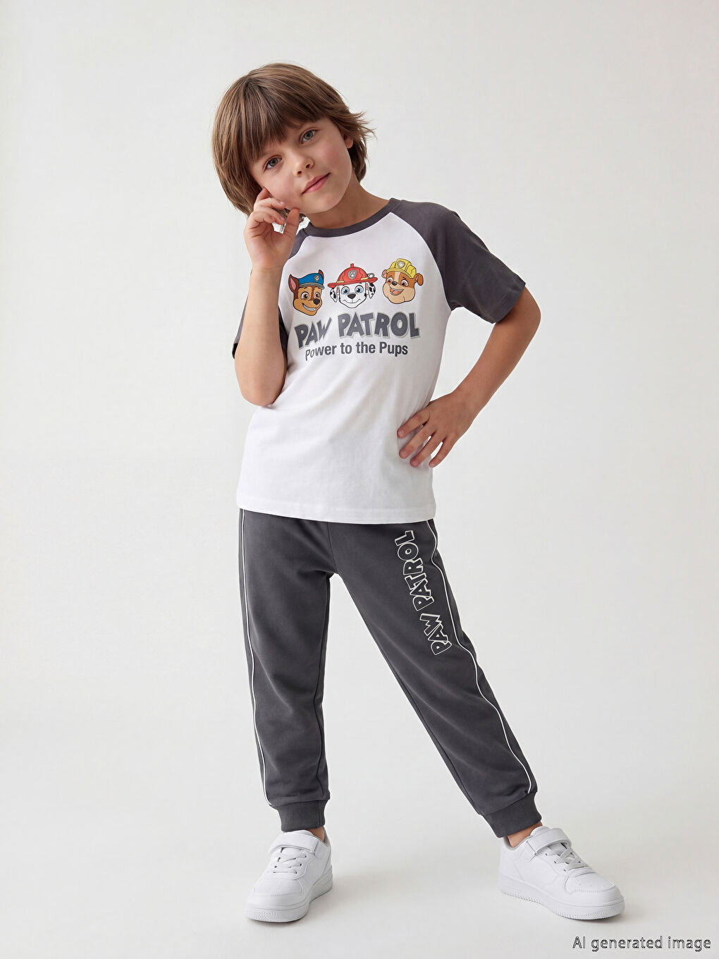 Beyaz Paw Patrol Baskılı Erkek Çocuk Eşofman Takım