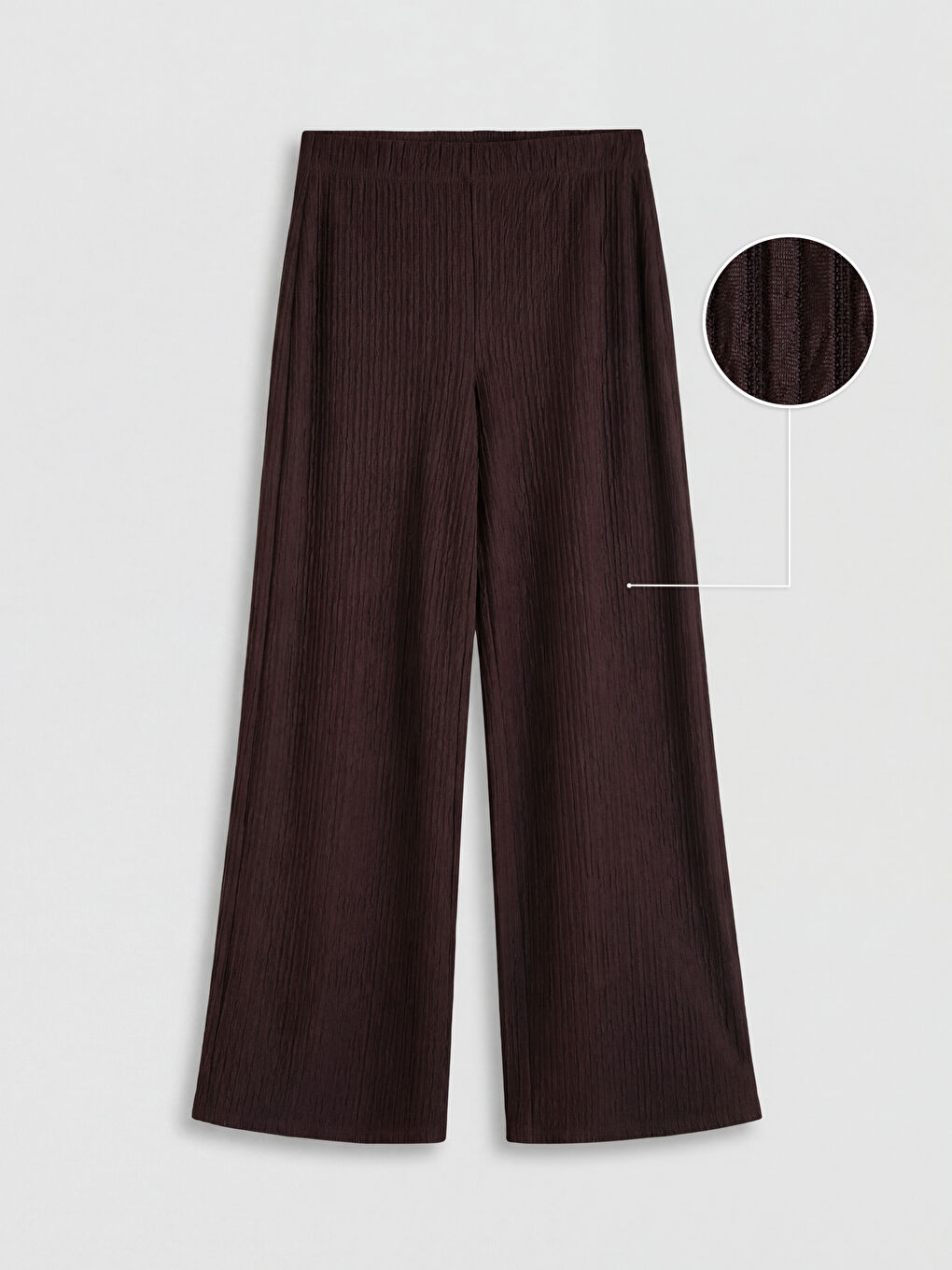 Mürdüm Beli Lastikli Dokulu Kadın Pantolon