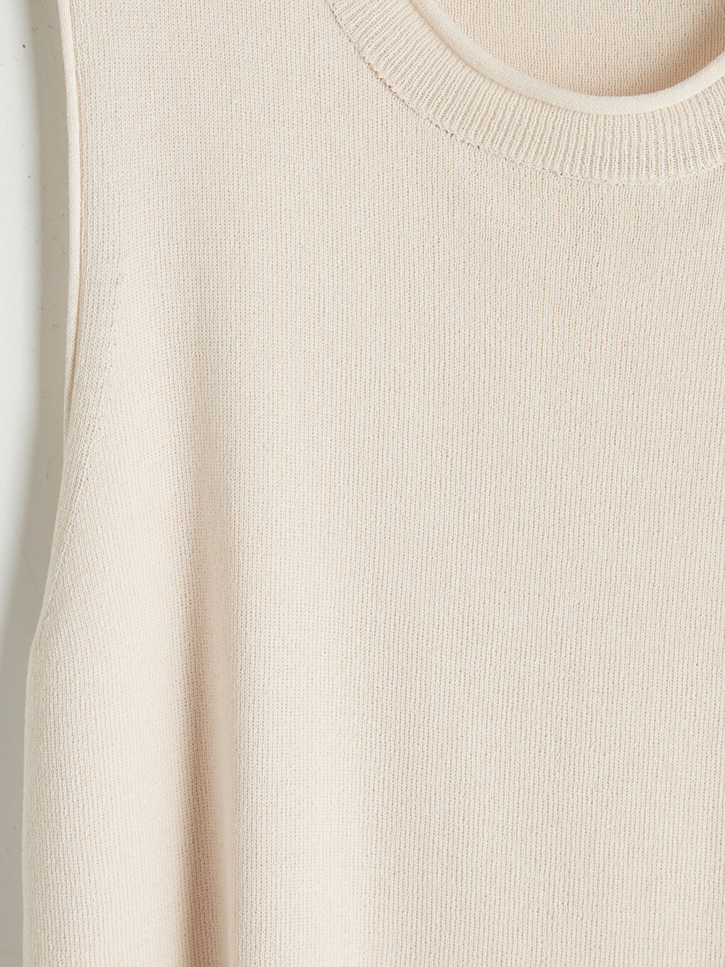 Ekru Bisiklet Yaka Kadın Triko Süveter-2