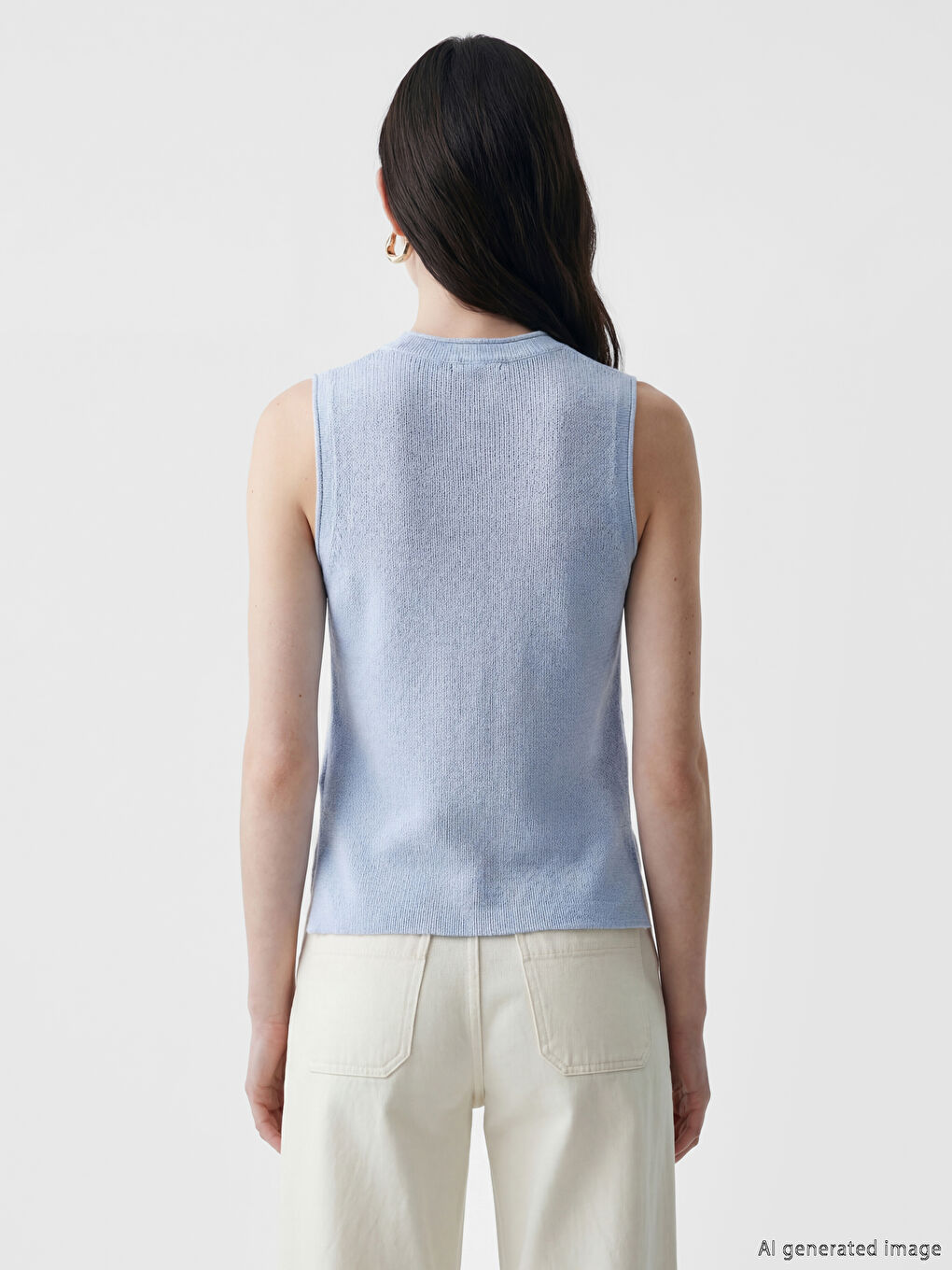 Crew Neck Women's Knitwear Sweater Vest-3