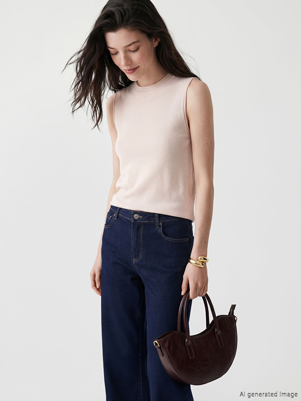 Crew Neck Women's Knitwear Sweater Vest