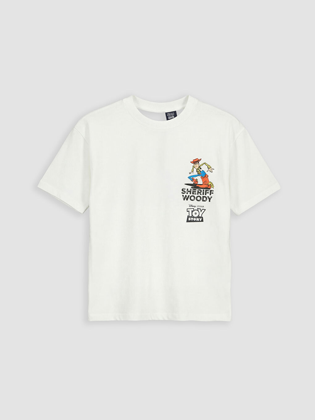Ekru Bisiklet Yaka Toy Story Baskılı Erkek Çocuk Tişört