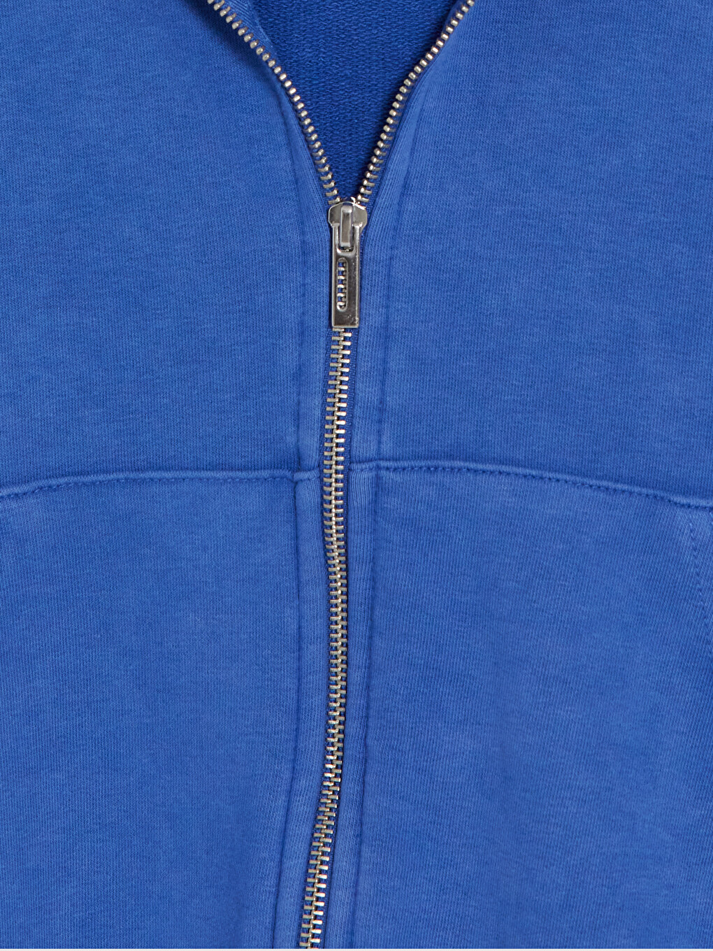 Mavi Kapüşonlu Erkek Fermuarlı Sweatshirt-1