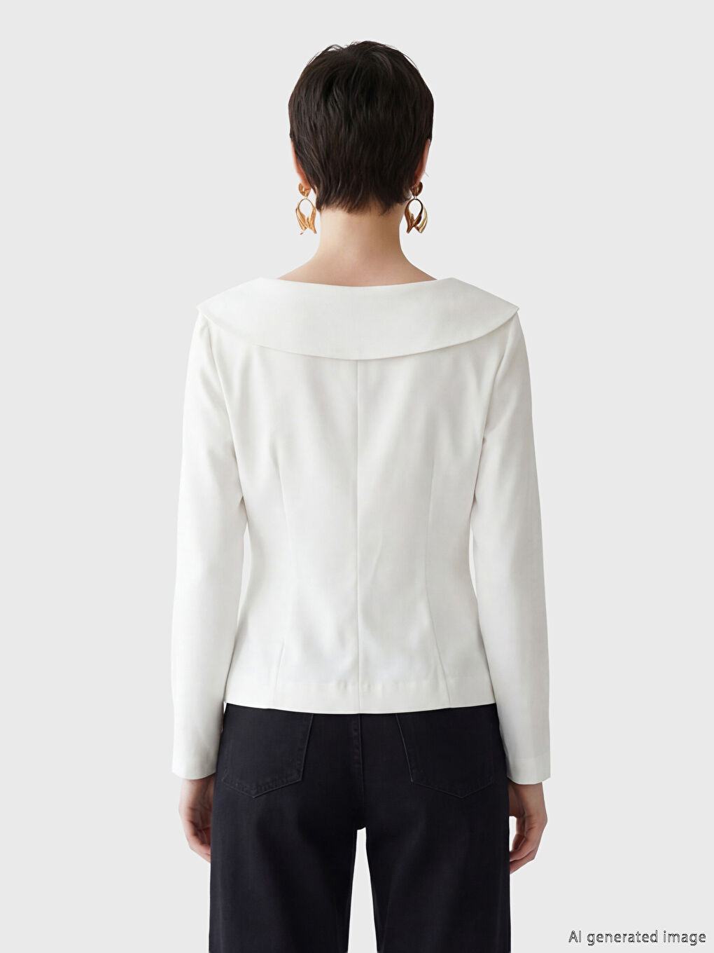 Ekru Bebe Yaka Büzgülü Bluz-3