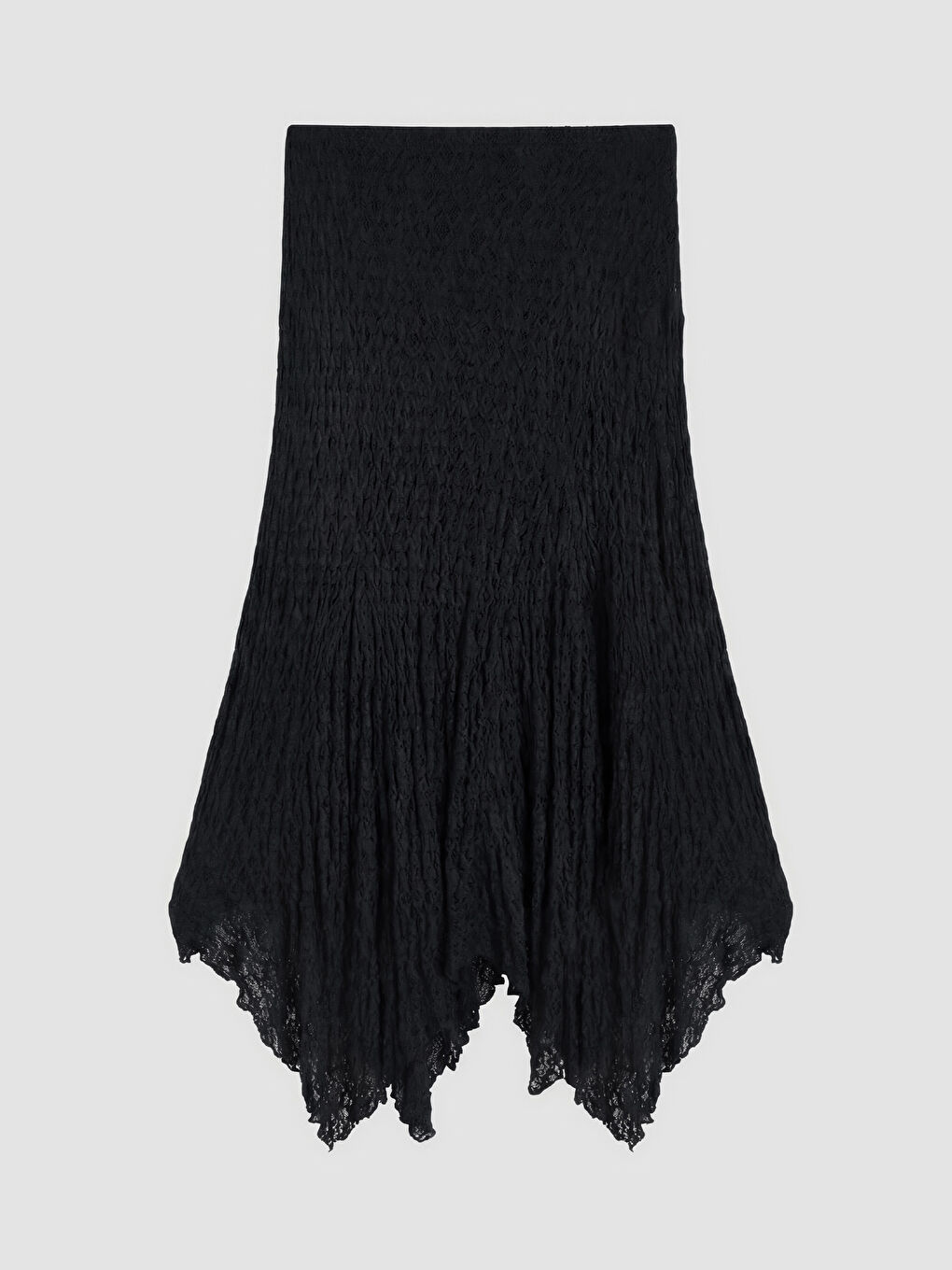 Siyah Asimetrik Kesim Dantelli Ajurlu Etek-1