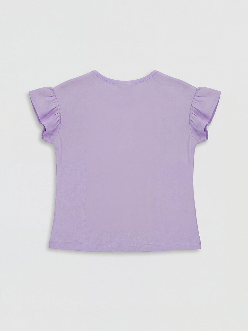 Lila Bisiklet Yaka Minnie Mouse Baskılı Kız Çocuk Tişört-1