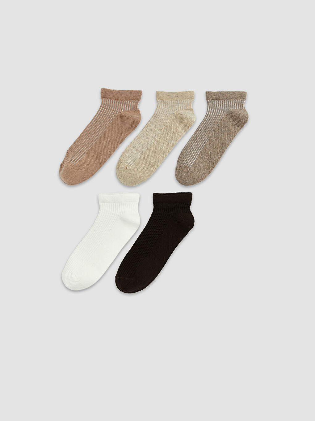 Kahverengi Kadın Patik Çorap 5'li