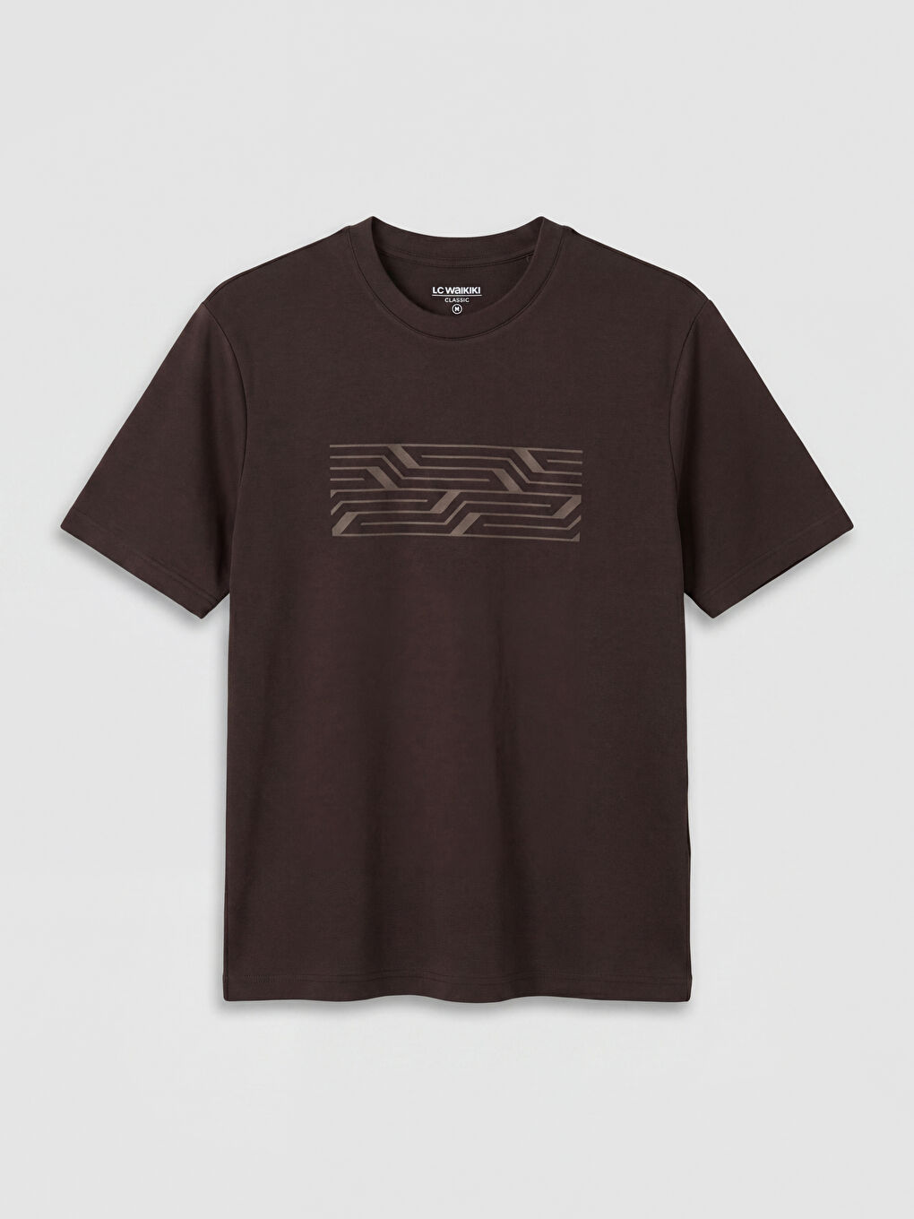 Kahverengi Bisiklet Yaka Baskılı Erkek Tişört