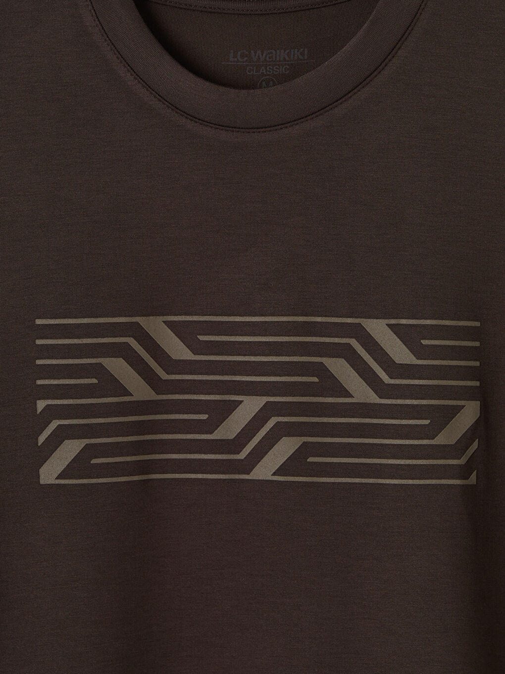 Kahverengi Bisiklet Yaka Baskılı Erkek Tişört-2