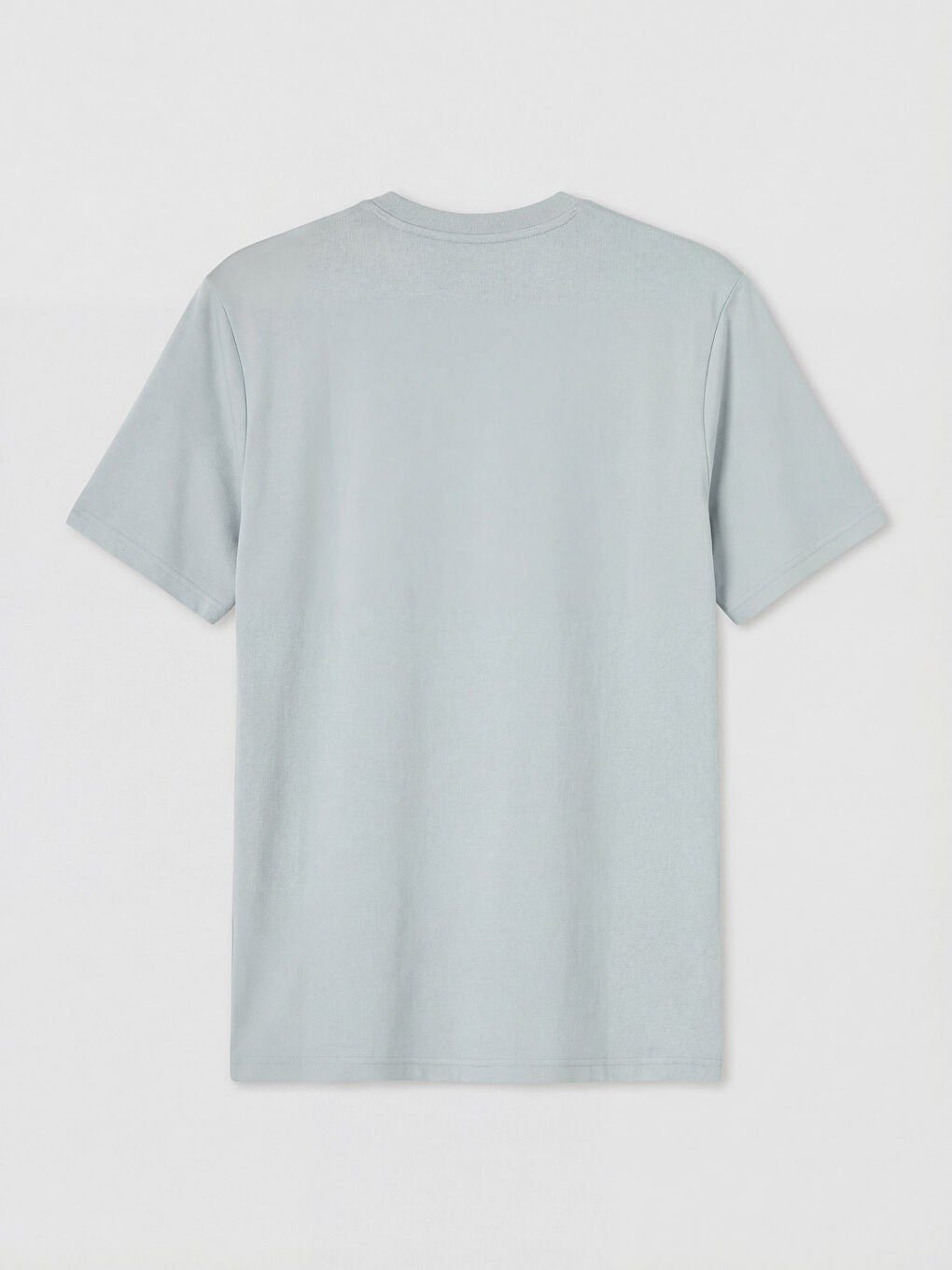 Gri Bisiklet Yaka Baskılı Erkek Tişört-1