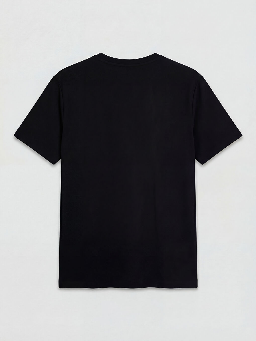 Siyah Bisiklet Yaka Baskılı Erkek Penye Tişört-1