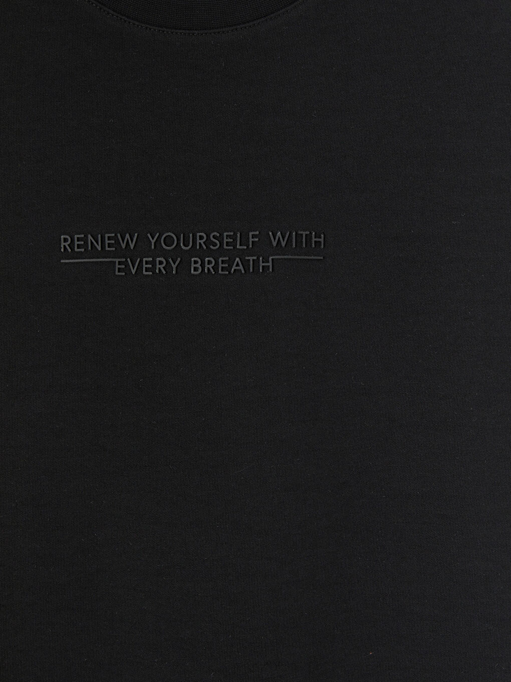 Siyah Bisiklet Yaka Baskılı Erkek Penye Tişört-2