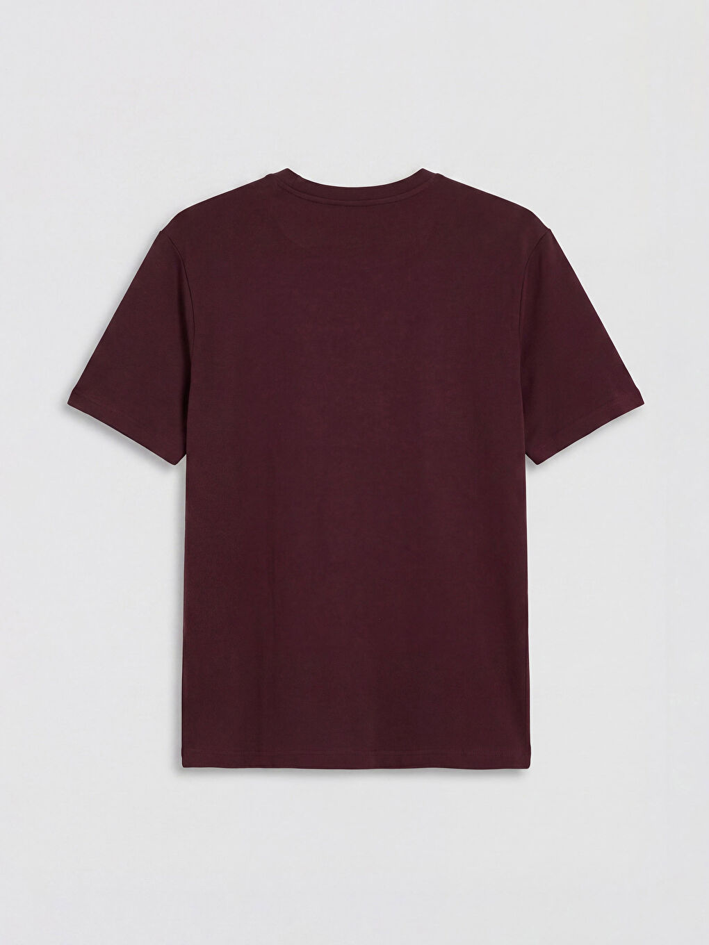 Bordo Bisiklet Yaka Baskılı Erkek Penye Tişört-1