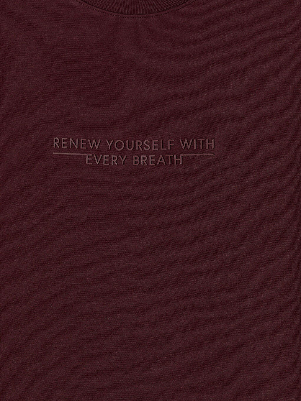 Bordo Bisiklet Yaka Baskılı Erkek Penye Tişört-2