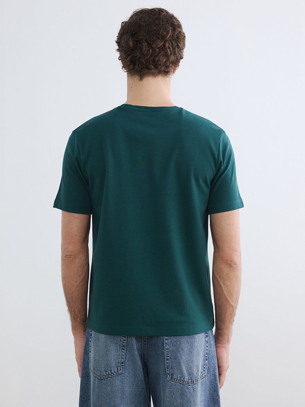 Yeşil Bisiklet Yaka Baskılı Erkek Dry Touch Tişört-3