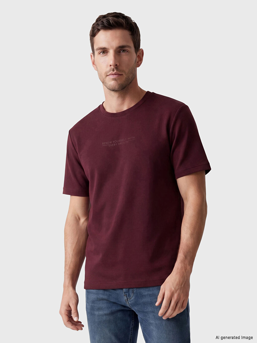 Bisiklet Yaka Baskılı Erkek Dry Touch Tişört