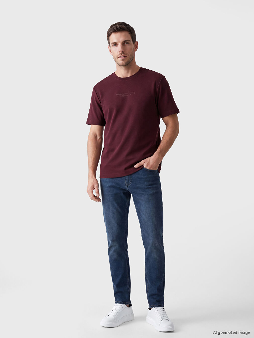 Bisiklet Yaka Baskılı Erkek Dry Touch Tişört-1