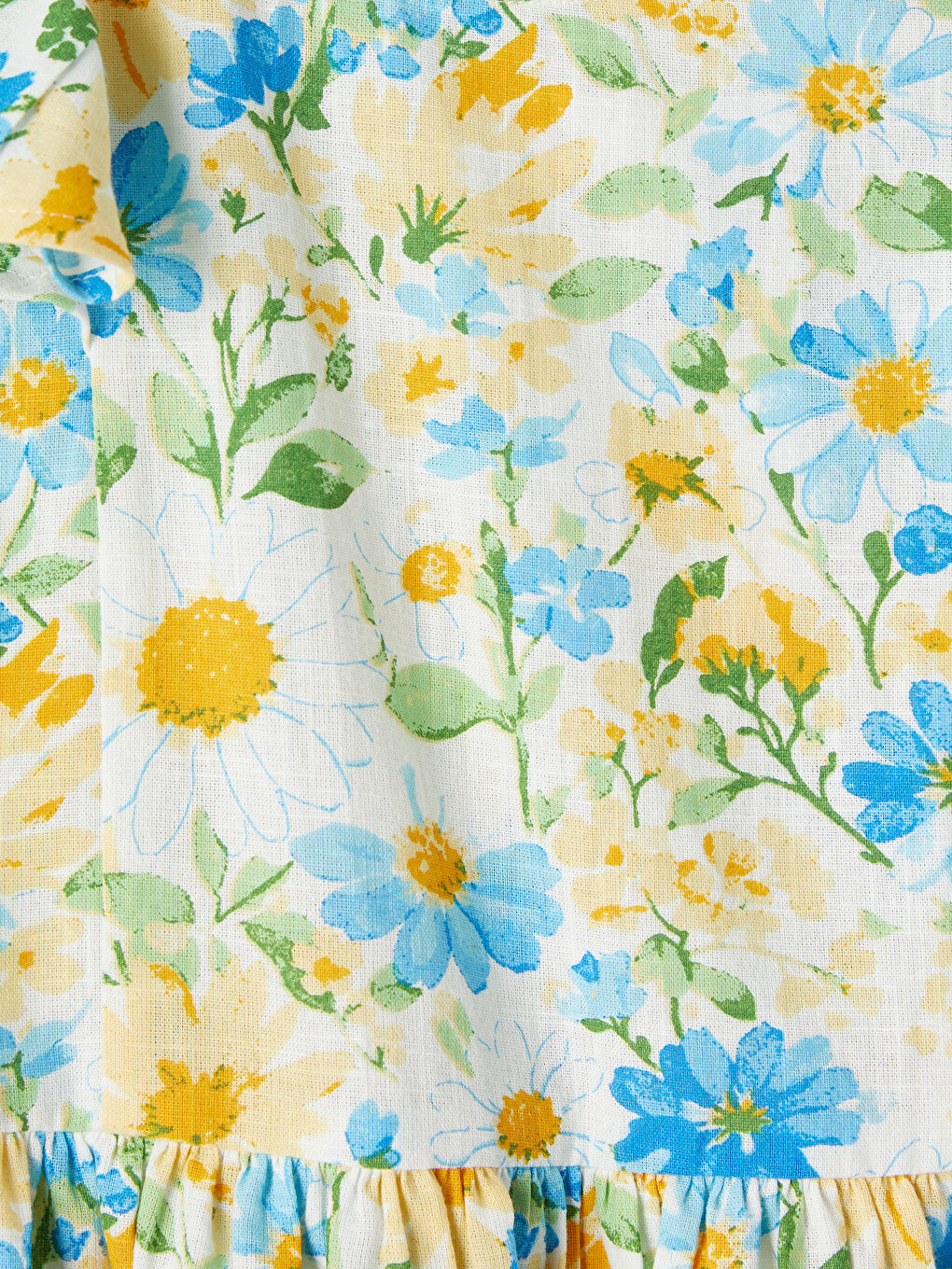 Ruffled Crew Neck Floral Girls' Dress-1