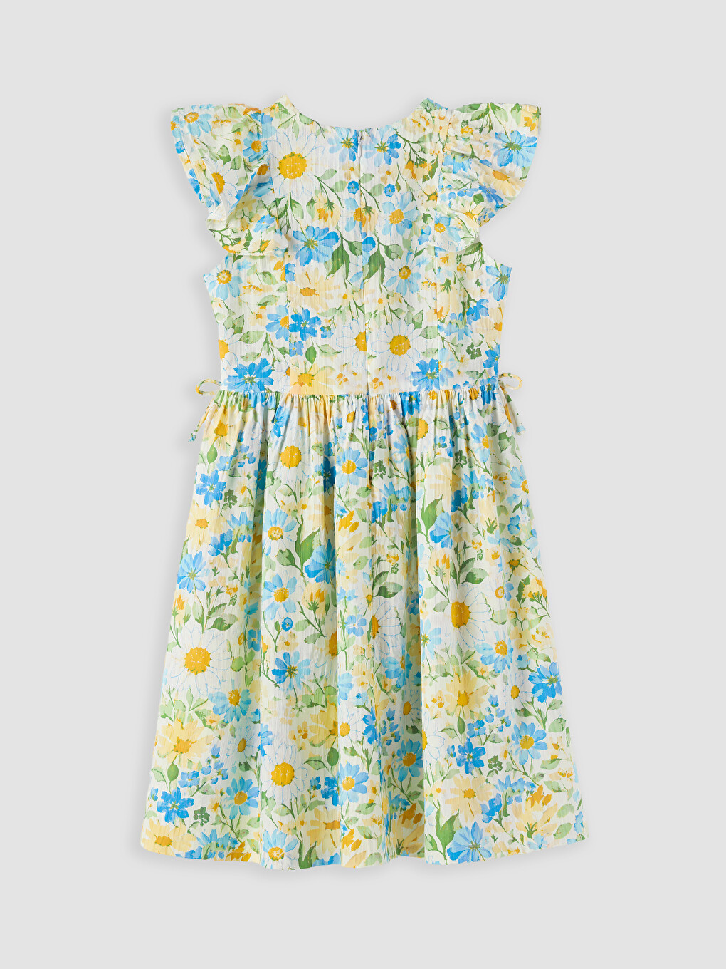 Ruffled Crew Neck Floral Girls' Dress-2