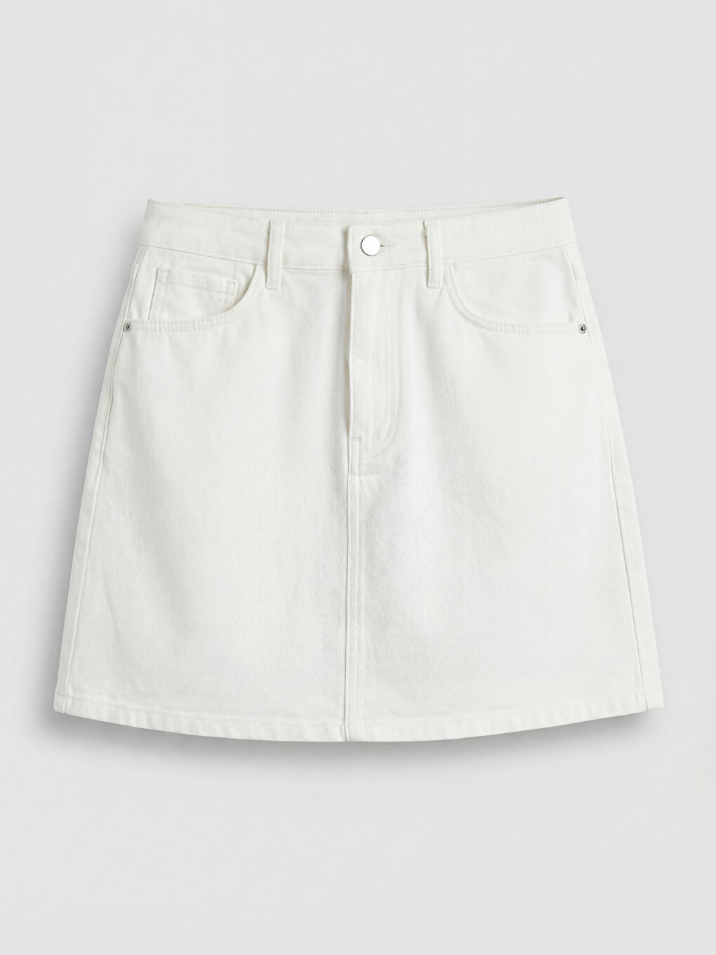 Beyaz Standart Fit Mini Jean Etek