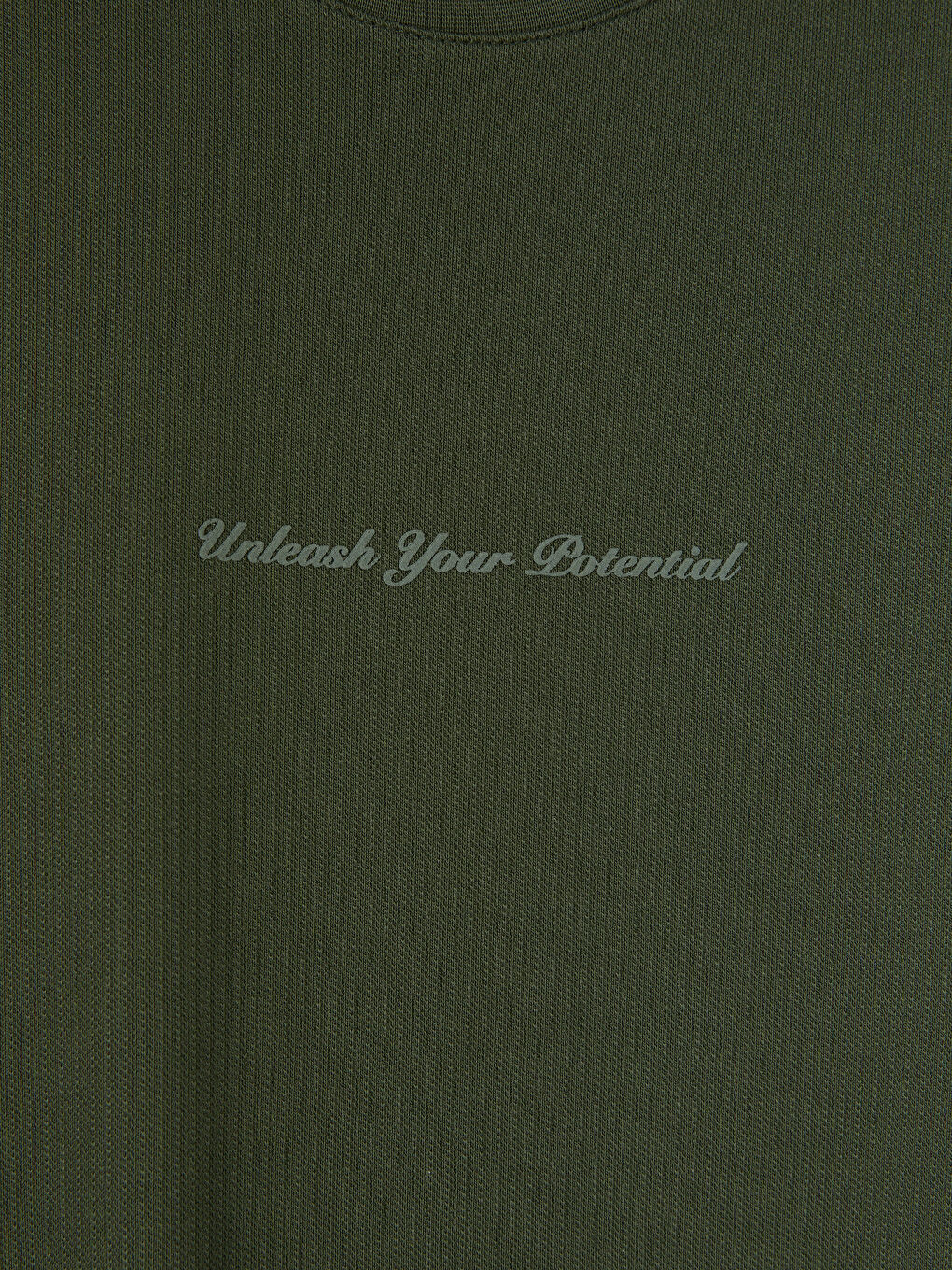 Yeşil Bisiklet Yaka Nakışlı Fitilli Erkek Tişört-2