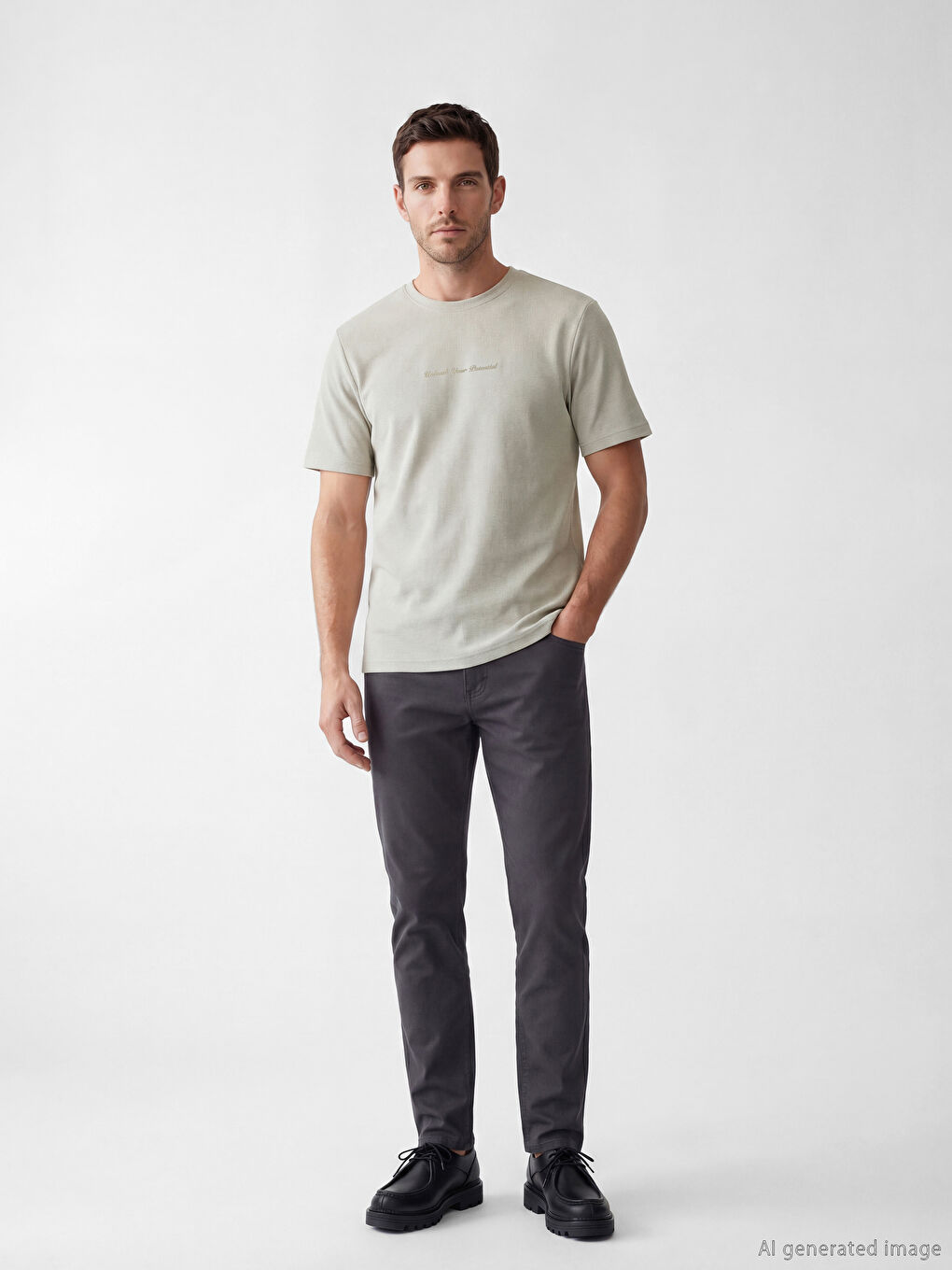 Muška rebrasta majica sa vezom okruglog izreza-1