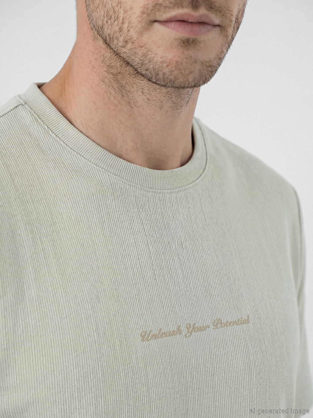 Muška rebrasta majica sa vezom okruglog izreza-2