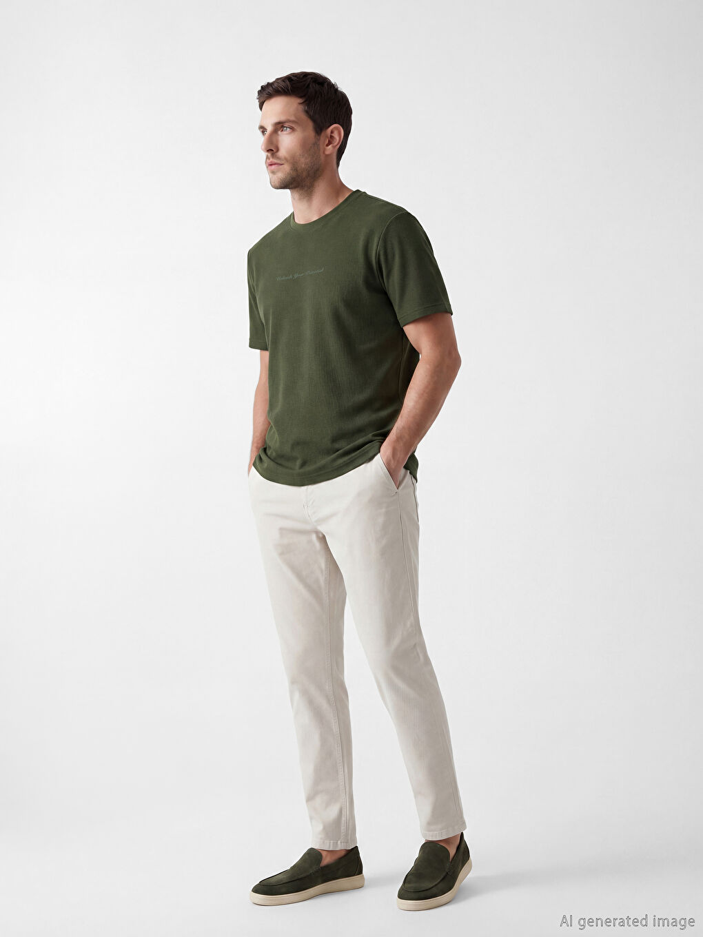 Crew Neck Embroidered Ribbed Men's T-Shirt-1