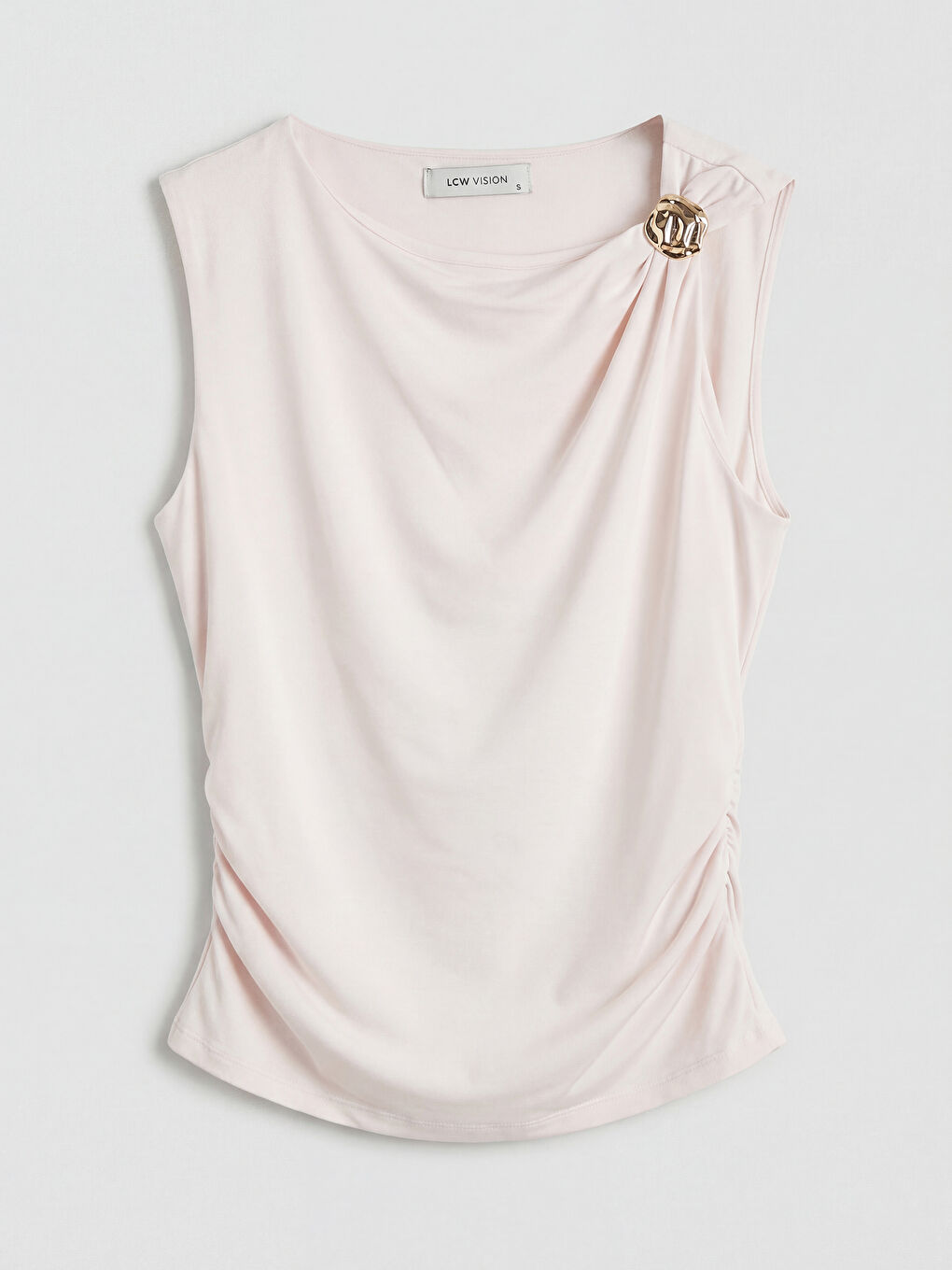 Pembe Bisiklet Yaka Büzgülü Bluz