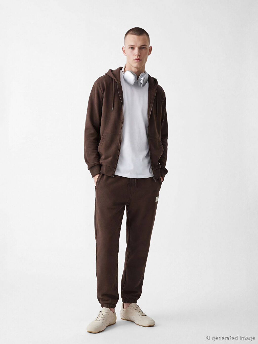 Kahverengi Standart Kalıp Erkek Jogger Eşofman Alt