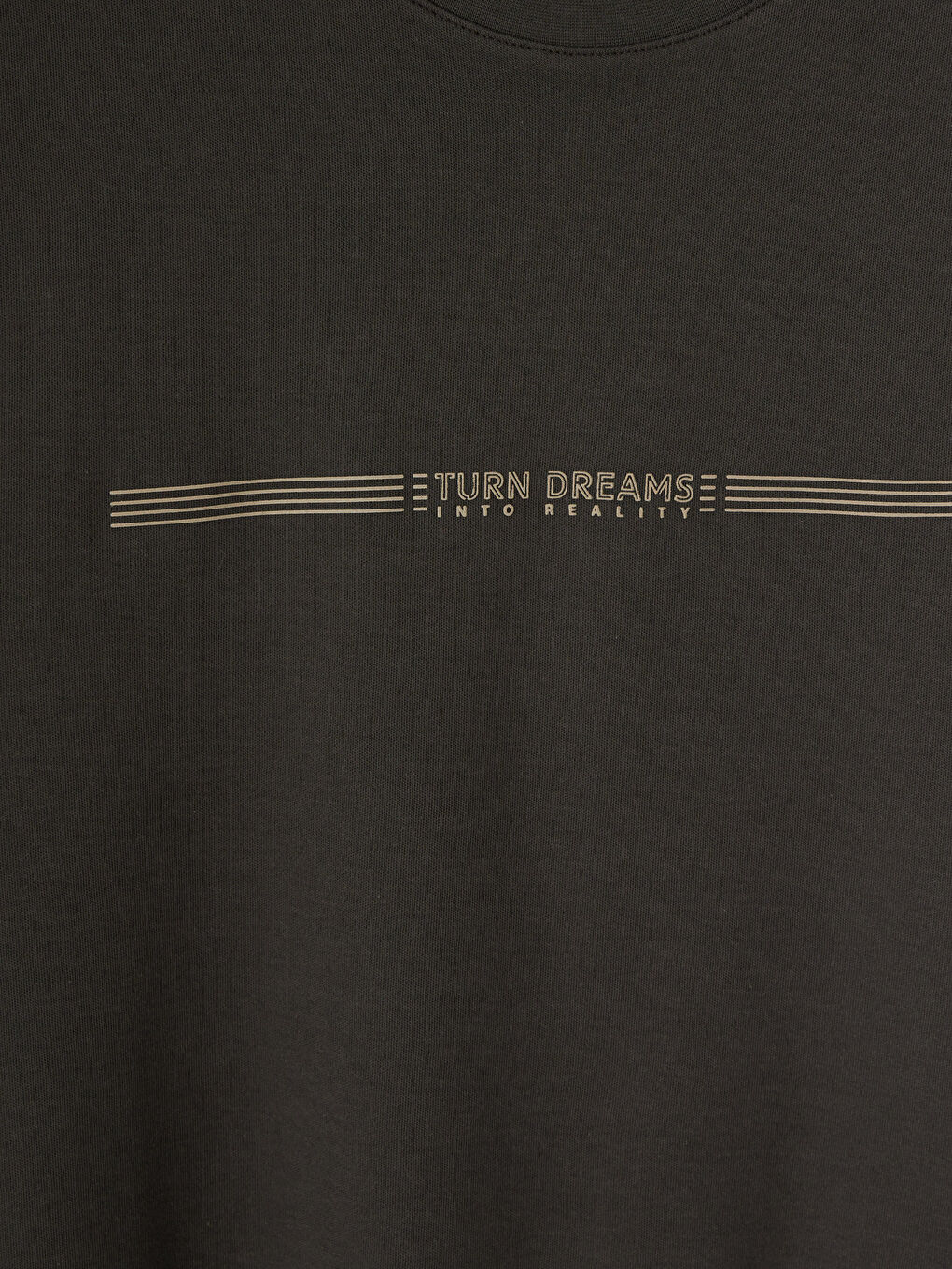 Haki Bisiklet Yaka Baskılı Penye Erkek Tişört-2