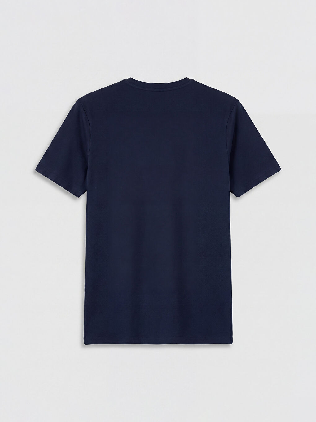 Lacivert Bisiklet Yaka Baskılı Penye Erkek Tişört-1