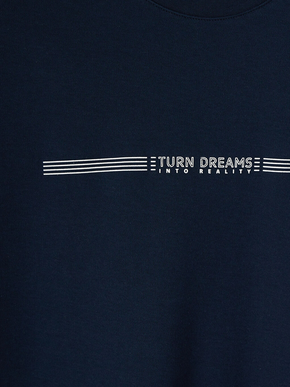 Lacivert Bisiklet Yaka Baskılı Penye Erkek Tişört-2